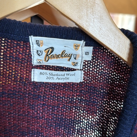 Vintage Barclay Sweater Vest Blue & Red Grandpa Shetland Wool Blend Size Small - Picture 4 of 5